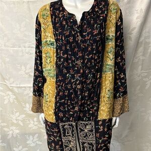 Carole Little Black and Yellow Floral Top